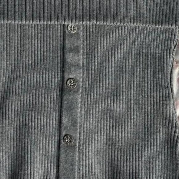 Gray Ribbed Off Shoulder Top - Picture 2 of 3